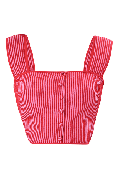 Top Cherry Stripes Allmost Vintage - VERMELHO