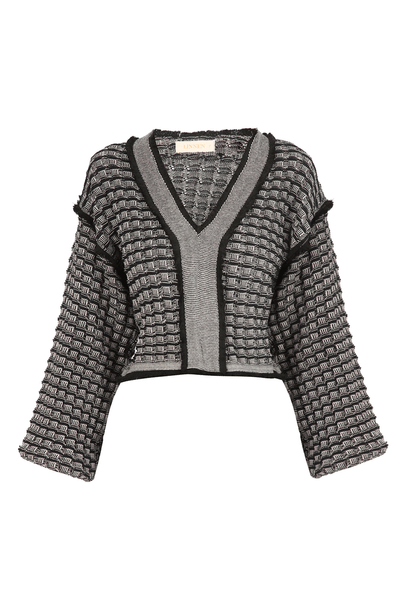 Blusa Tricô De Algodão Com Franjas Linnen - PRETO
