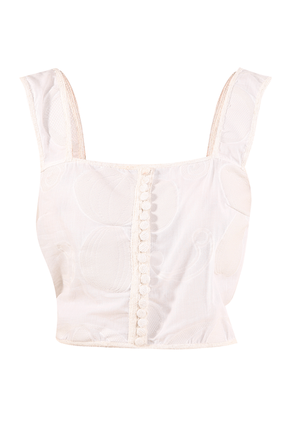 Blusa Sophia Jacquard Arabescos Linnen - OFF WHITE