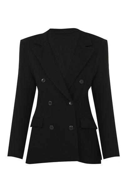 Blazer Transpasse Abotoamento Duplo Preto Egrey - PRETO