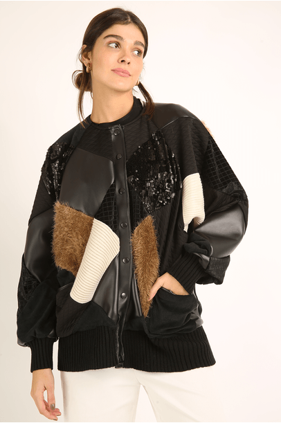 Casaco Patch Allmost Vintage - PRETO
