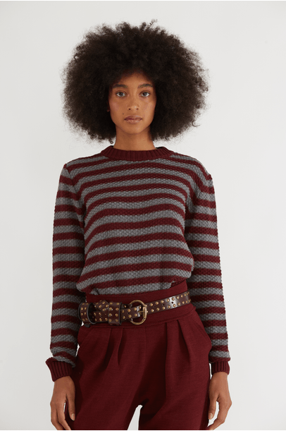 Blusa Tricot Listras Vinho Pade D - LISTRAS