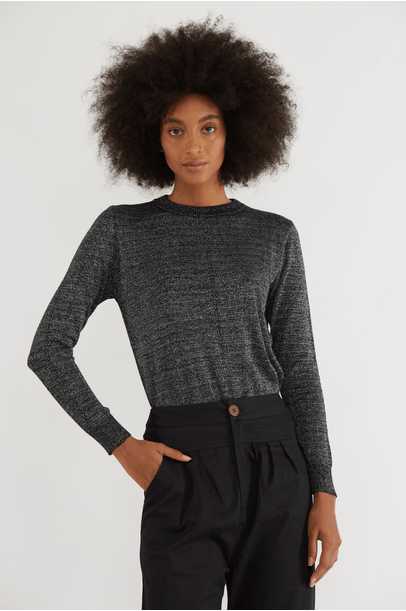 Blusa Tricot Lurex Preto Pade D - PRETO