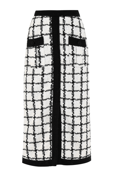 Saia Midi Chama Linnen - PRETO E BRANCO