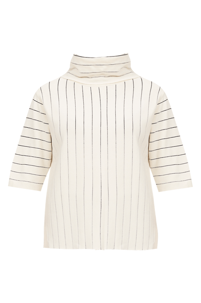 Blusa Tricot Risca de Giz Off White Egrey - OFF WHITE