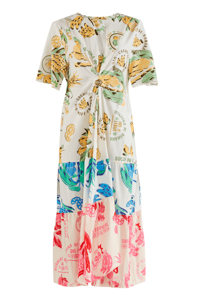 Vestido T-Shirt Patch Suco De Frutas Multicolorido Farm - MULTICOLORIDO