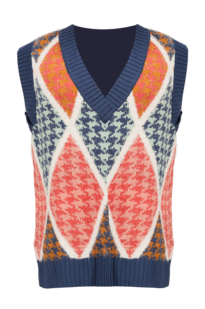 Colete Tricot Praia De Inverno Multicolorido Farm - MULTICOLORIDO