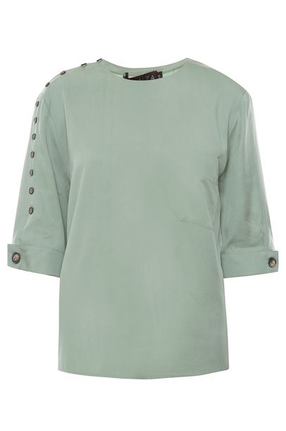 Blusa Botões Manga Curta Verde Bianza - VERDE