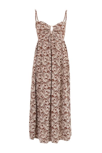 Vestido Com Alças Removíveis Senlis Framed  MARROM