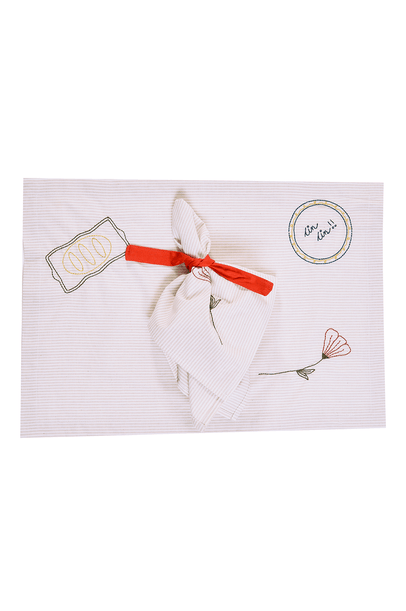 Kit Jogo Americano Listras Bordado Fun Gallerist + Meza Home - LISTRAS