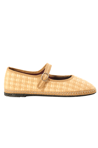 Sapatilha Modelo Mary Jane María Houndstooth Bege Flabelus - BEGE