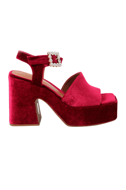 Sandália Veludo Vermelho Framed - VERMELHO