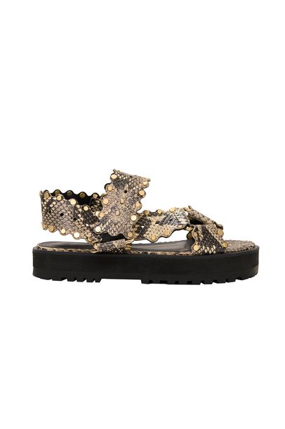 Sandalia Python Rebites Pina Nk - PRETO E BRANCO