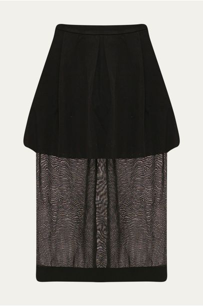 Saia Tricot Organza Peplum Coven - 
 PRETO