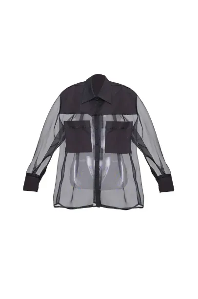 Camisa Ml Organza Seda Coven - PRETO