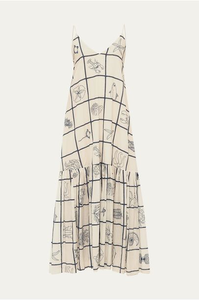 Vestido Elvira Azulejo Le Soleil D'été - BRANCO