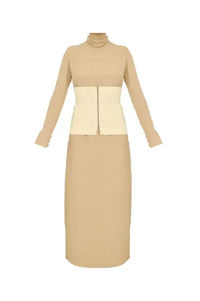 Vestido Manga Longa Zart Framed - BEGE