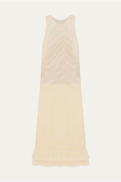 Vestido Longo Amplo Rede Tricot Egrey - OFF WHITE