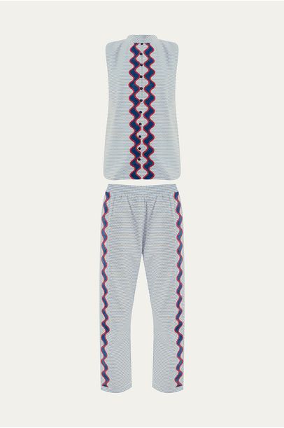 Conjunto Bordado Ondas Missinclof - AZUL