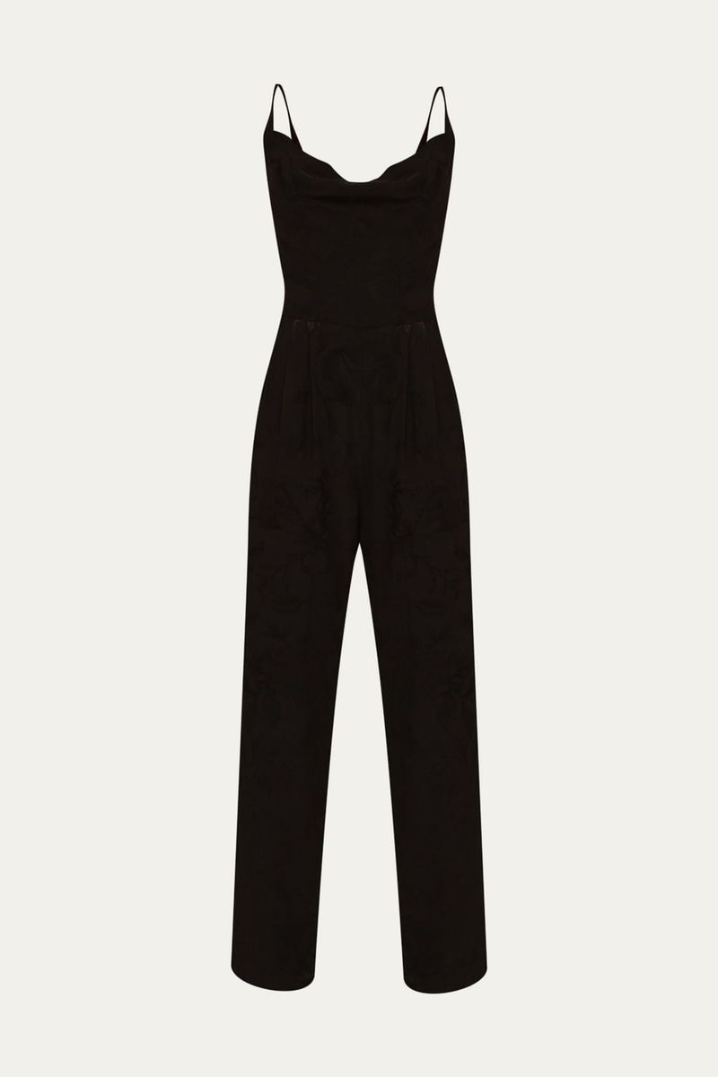 Macacão De Alcinha Foglie Framed - PRETO-1782241822648